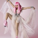 Nicki Minaj Chiffon Dress Pink Pumps Pose